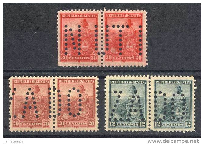 GJ.225 + 229 + 232, Pairs Cancelled With Perforated INUTILIZADO, Very Rare In The Low Values! - Andere & Zonder Classificatie