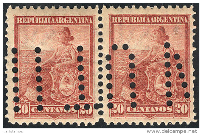GJ.251, 1899 20c. Liberty PERFORATION 12, Pair With Bulk Mail Cancel "INUTILIZADO", VF And Rare! The Low Values Of... - Andere & Zonder Classificatie