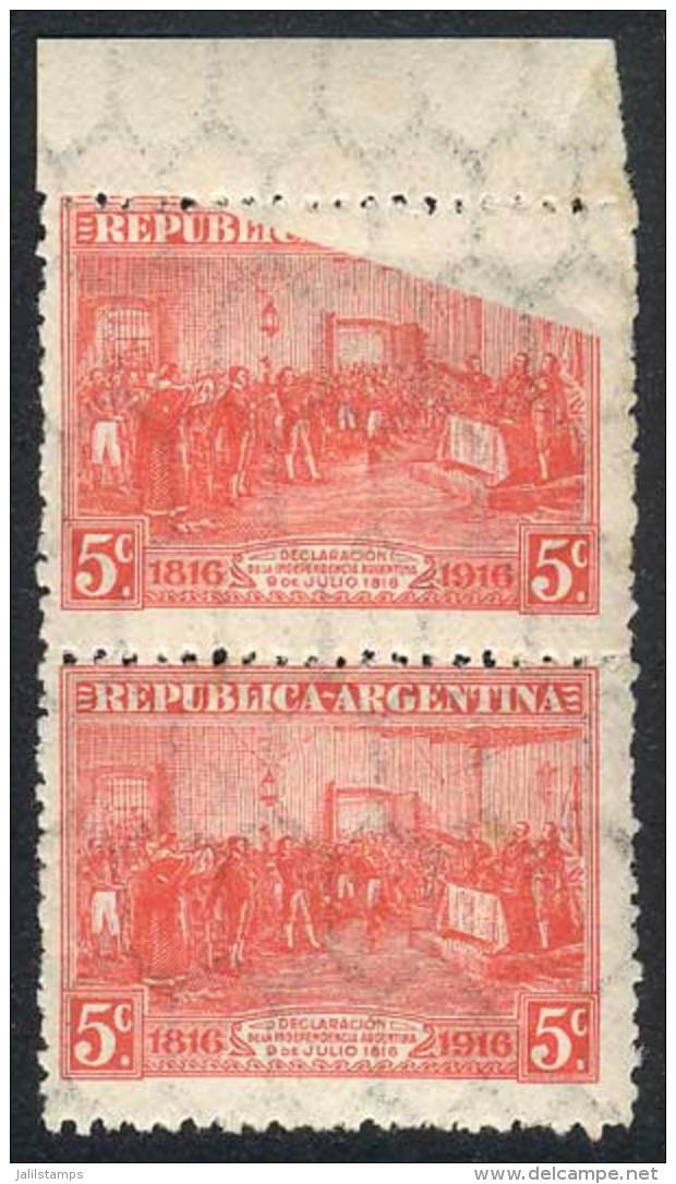 GJ.403, Vertical Pair With VARIETY: Top Stamp Partially Unprinted, VF Quality, Very Rare! - Autres & Non Classés