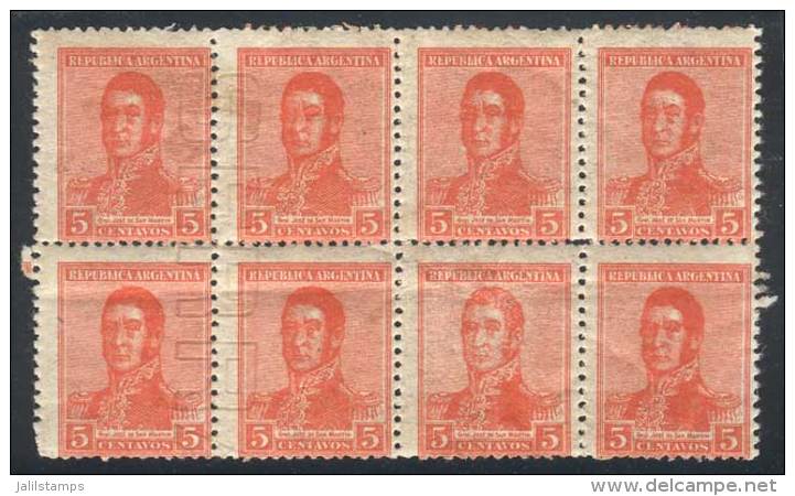 GJ.478, Block Of 8 Stamps, The 4 Left Stamps With Watermark SERRA BOND. Some Separated Perforations, VF Quality,... - Other & Unclassified