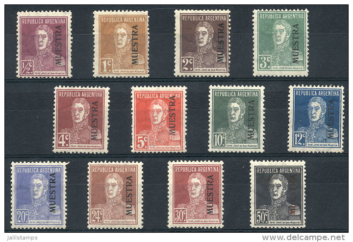 GJ.562/573, 1923 San Mart&iacute;n With Period (some Perforation Can Be 13&frac12;), The Complete Set Of 12 Values... - Autres & Non Classés