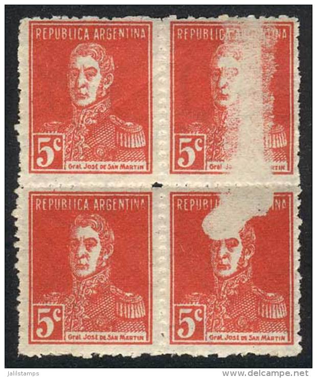 GJ.599, Block Of 4 With Notable VARIETY: Large White Spot Affecting Right Stamps, VF Quality! - Autres & Non Classés