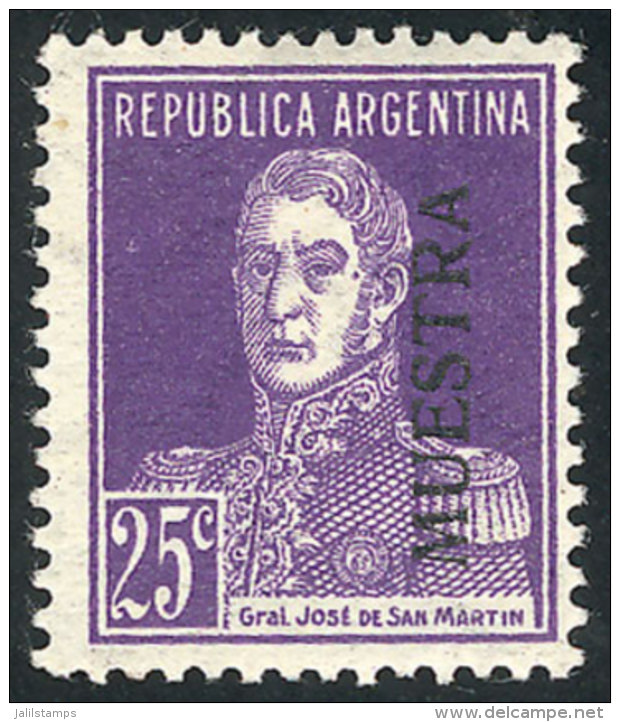 GJ.604, 25c. 1924 San Mart&iacute;n W/o Period, With MUESTRA Overprint, VF Quality, Rare! - Sonstige & Ohne Zuordnung