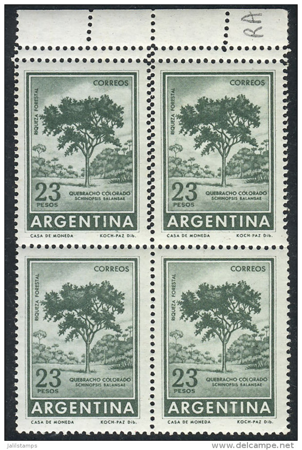 GJ.1311A, 23P. Quebracho Tree, Block Of 4 With DOUBLE PERFORATION Variety In The Top Half, VF. The Catalog Value Of... - Sonstige & Ohne Zuordnung