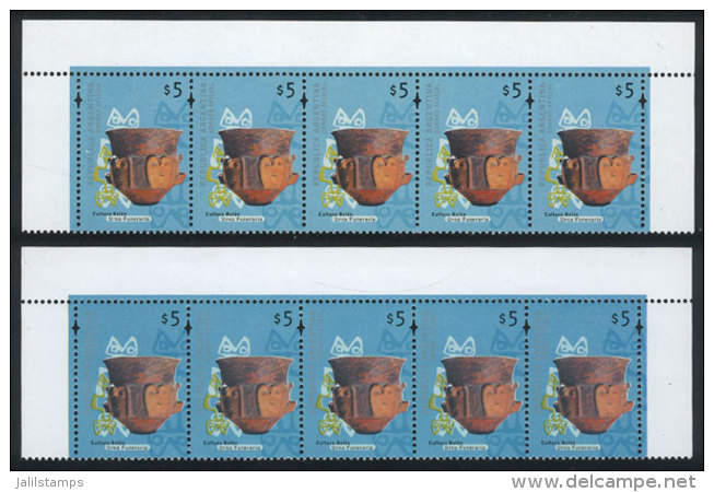 GJ.3097 + 3097a, 2 Strips Of 5, Top Row Of The Sheet, MNH, VF Quality! - Andere & Zonder Classificatie
