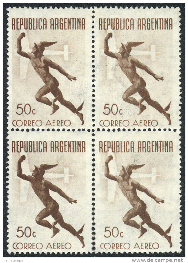 GJ.846, 1940 Mercury, Block Of 4 Of Excellent Quality, One With VARIETY: Black Mercury (bottom Left Stamp), Rare! - Airmail