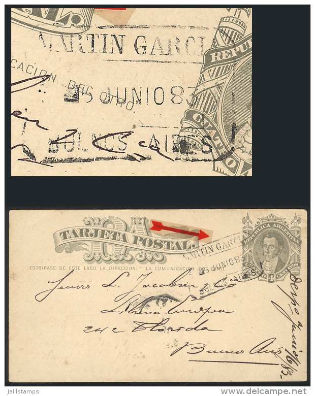 4c. Moreno Postal Card Sent From MARTIN GARCIA To Buenos Aires On 5/JUN/1883, VF, Rare Postmark! - Andere & Zonder Classificatie