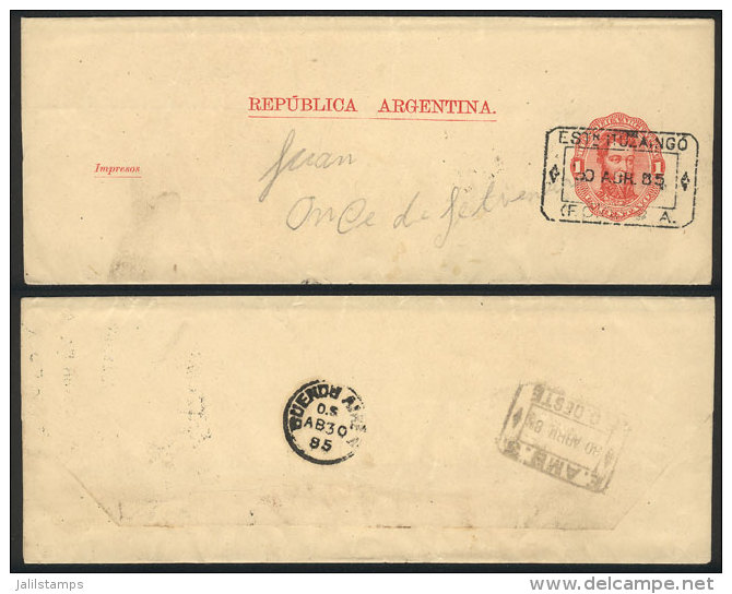 1c. Wrapper Posted On 30/AP/1885, With Postmark Of "ESTACION ITUZAINGO", And Backstamped "EST. AMB. 3 - F.C.... - Other & Unclassified