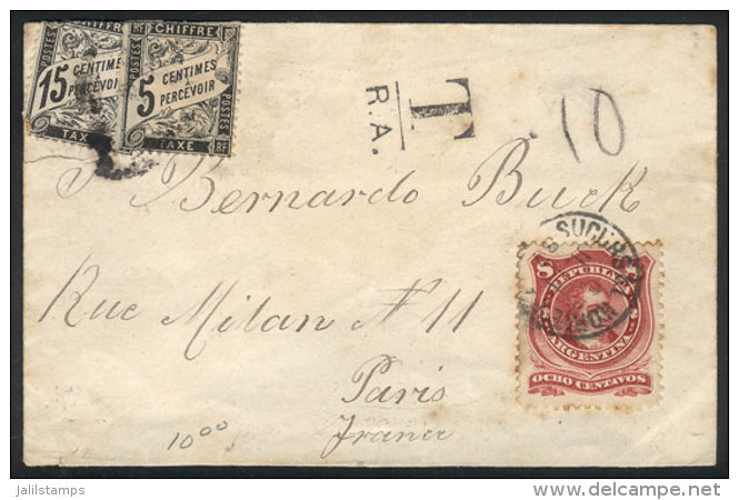 Cover Sent From Buenos Aires To France On 14/JUL/1887, Franked With 8c. (GJ.54B), Insufficient Postage And So It... - Andere & Zonder Classificatie