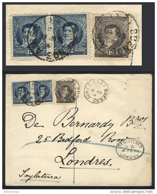 Registered Cover Sent From Buenos Aires To London On 8/JA/1896 With Postage Of 40c. Including A Pair Of GJ.158... - Other & Unclassified