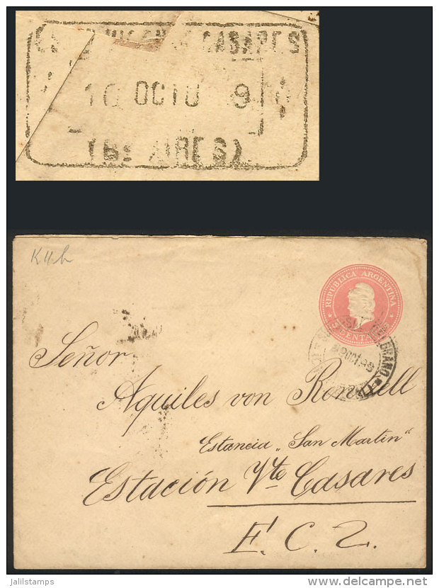 5c. Stationery Envelope Sent From "Sucursal Belgrano" To Estaci&oacute;n Casares On 8/OC/1899, With Rare Arrival... - Other & Unclassified
