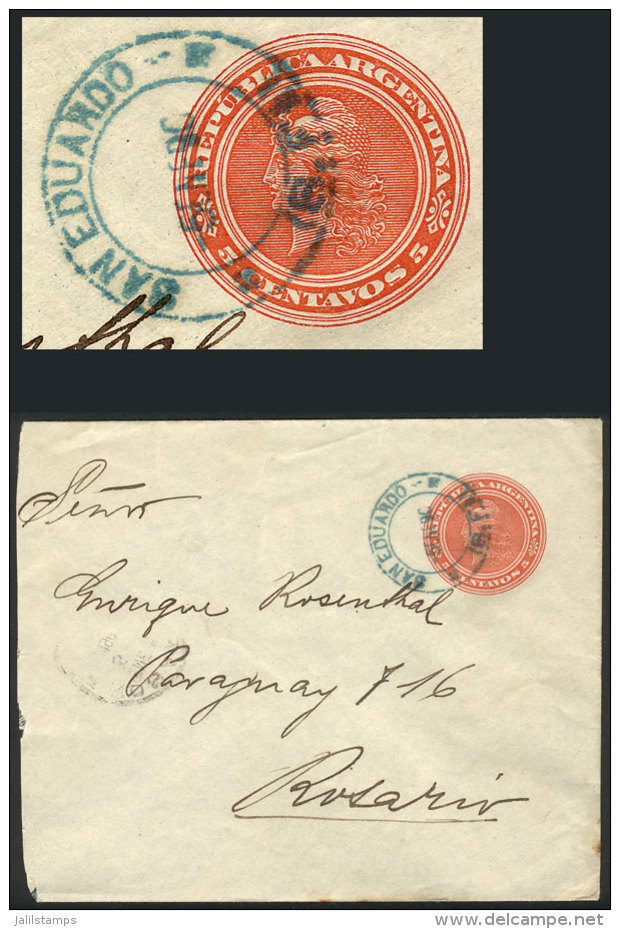 5c. Stationery Envelope Sent To Rosario On 5/JA/1906, With Rare Cancel Of SAN EDUARDO (Santa Fe)! - Other & Unclassified