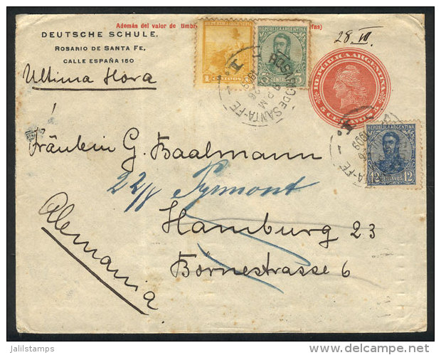 5c. Liberty Stationery Envelope Dispatched 'a &uacute;ltima Hora' On 26/JL/1909 From Rosario To Germany With Nice... - Other & Unclassified