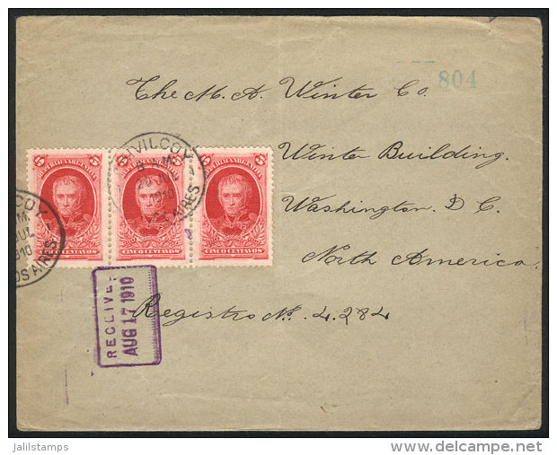 Cover Franked With 5c. Saavedra X3, Sent From CHIVILCOY To USA On 20/JUL/1910, VF Quality! - Other & Unclassified