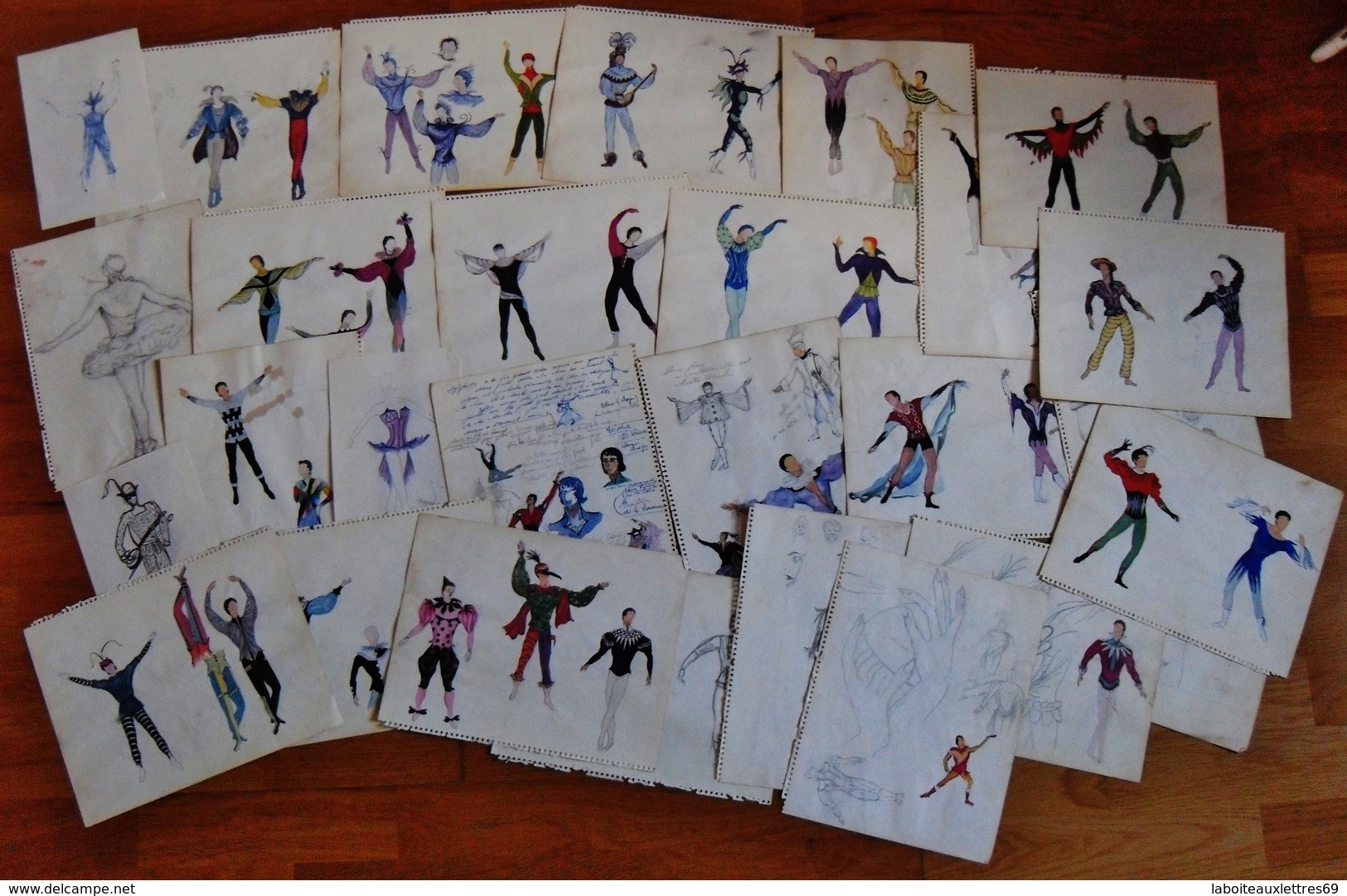 LOT DE 22 AQUARELLES + 5 DESSINS AU CRAYON THEME DANSE - Acquarelli