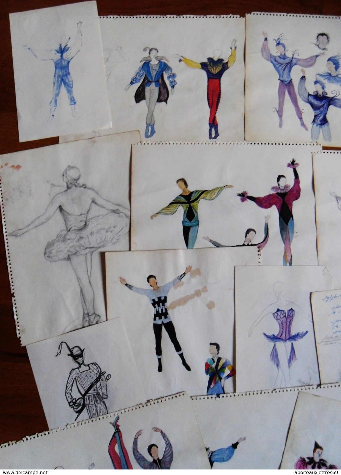 LOT DE 22 AQUARELLES + 5 DESSINS AU CRAYON THEME DANSE - Aquarel