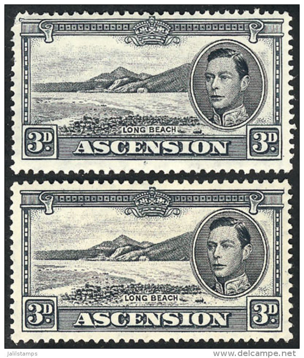 Sc.44Ac, 1940 3p. Black, Perforation 13&frac12;, 2 Examples Mint Very Lightly Hinged (barely Visible Mark), VF... - Ascension (Ile De L')
