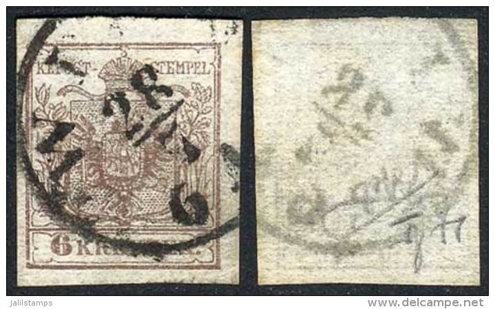 Yv.4b (Sc.4a), 1850 6Kr. On Horizontally Ribbed Paper, VF - Other & Unclassified