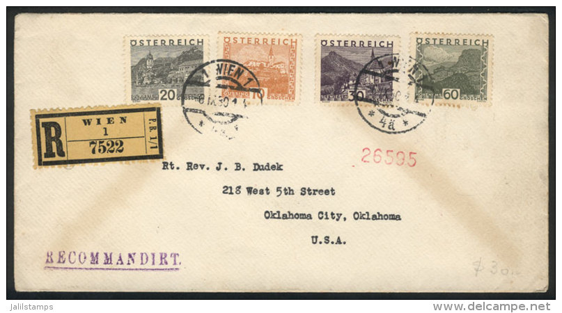 Registered Cover Sent From Wien To USA On 6/SE/1930, VF! - Lettres & Documents