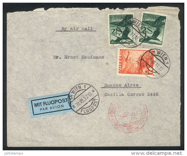 Front Of An Airmail Cover Sent From Wien To Argentina On 28/JUL/1937, VF! - Lettres & Documents