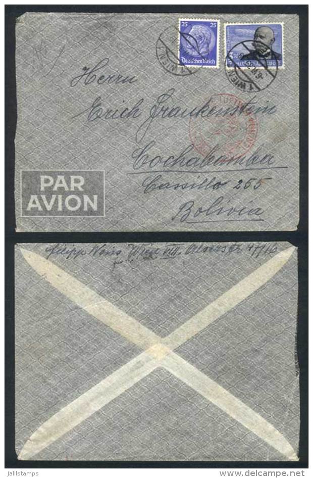 14 Covers Or Postcards Sent To BOLIVIA Between 1938 And 1940, Most Air Mail. All The Items Are Franked With German... - Brieven En Documenten