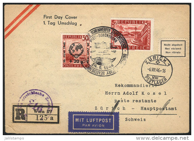 Registered Cover Sent To Switzerland On 24/JUN/1946 And Returned To Sender On 6/AU, With Label Of The Swiss Post:... - Lettres & Documents