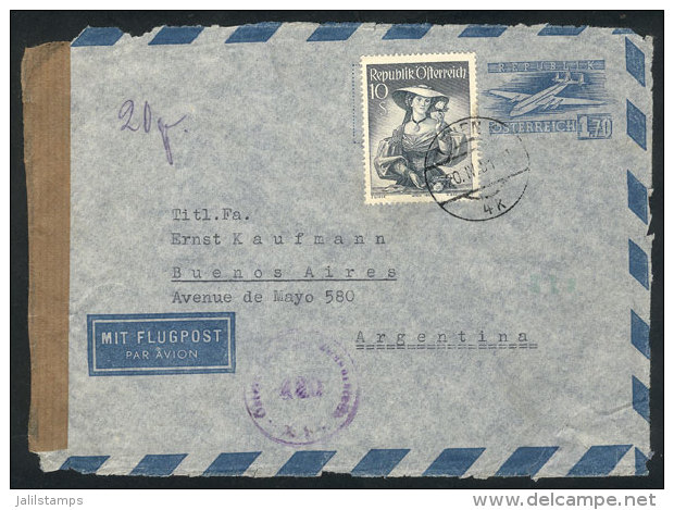 Front Of An Airmail Stationery Envelope Of 1.75S. With Additional Postage (10S.), Sent From Wien To Argentina On... - Brieven En Documenten
