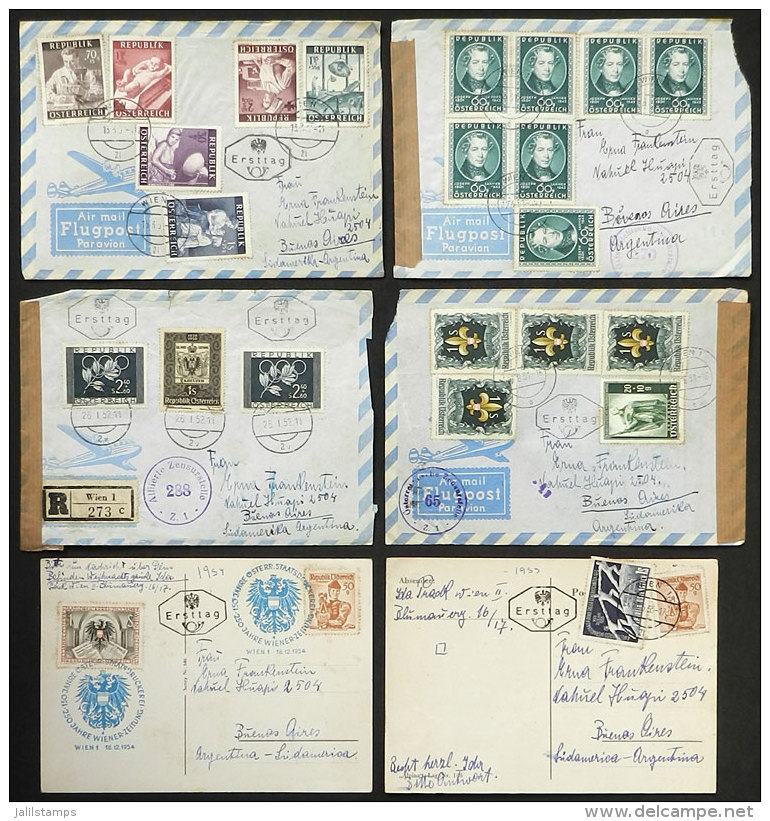 18 Covers Sent To Argentina Between 1951 And 1957, Franked With Good Stamps, And All With Postmark Of FIRST DAY OF... - Lettres & Documents