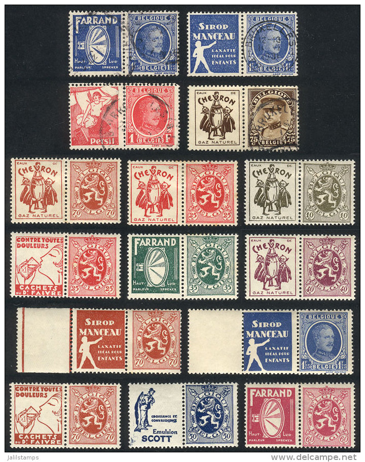 Interesting Lot Of Stamps With ADVERTISING Tabs, Used Or Mint (lightly Hinged, And Some Small Stain Spots On Gum),... - Andere & Zonder Classificatie