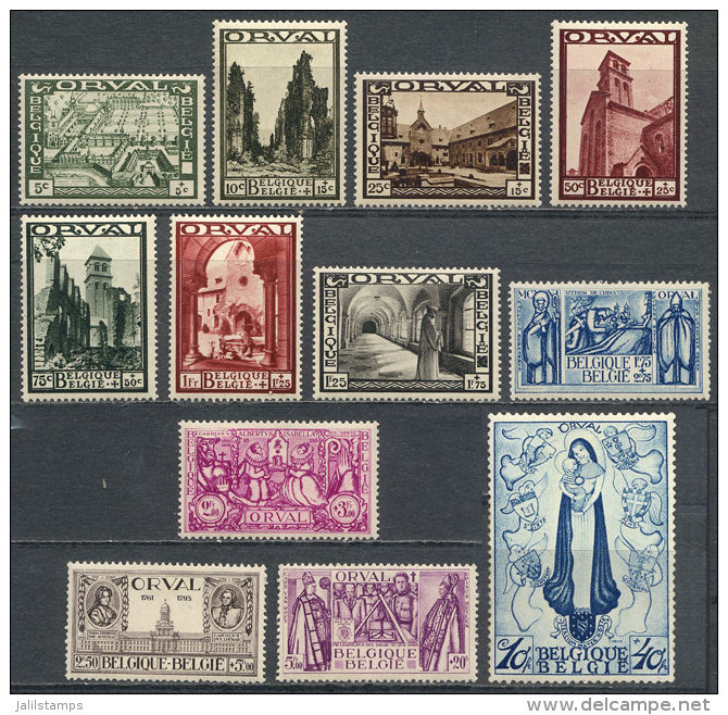 Sc.B132/B143, 1933 Orval Abbey, Cmpl. Set Of 12 Mint Values (some MNH), Fine To Excellent Quality, Catalog Value... - Other & Unclassified