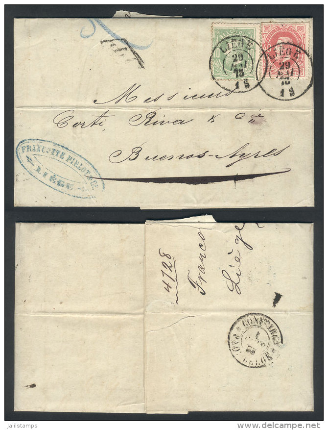 29/MAY/1875 LIEGE - Argentina: Entire Letter Franked By Sc.32+35 (Leopold II 10c + 40c.) With Liege Datestamp,... - Other & Unclassified