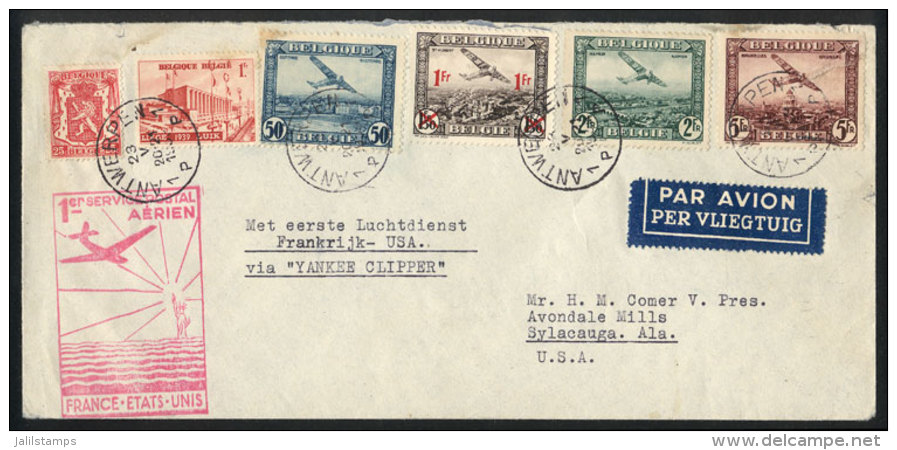 Airmail Cover With Nice Multicolor Postage, Sent From Antwerpen To USA On 23/MAY/1939, It Was Carried On The First... - Other & Unclassified