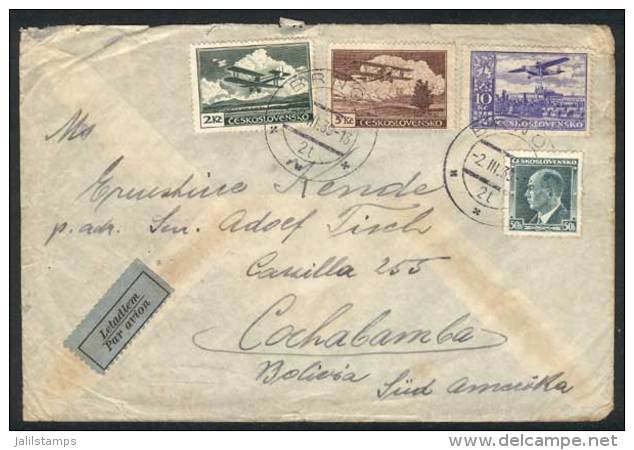 2/MAR/1939 Brno - Bolivia: Air Mail Cover Franked With 17.50K (including Sc.C16a, 10K Ultramarine), Very Nice, Very... - Brieven En Documenten