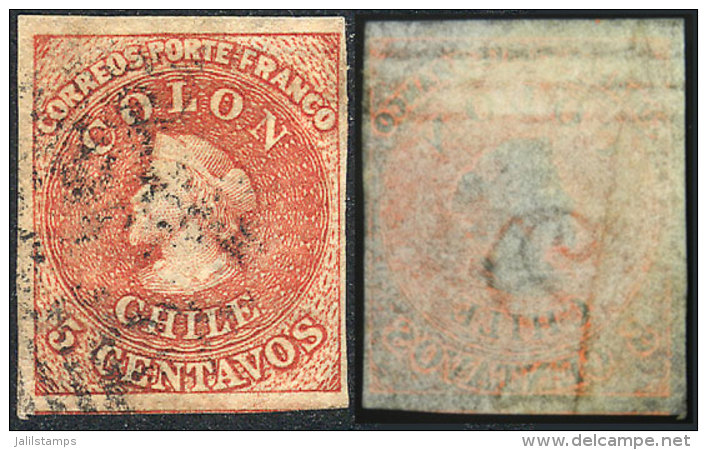 Yvert 8, With Watermark Inverted (position 3) And 3 Horizontal Lines At Top, Wide Margins, VF Quality! - Chili