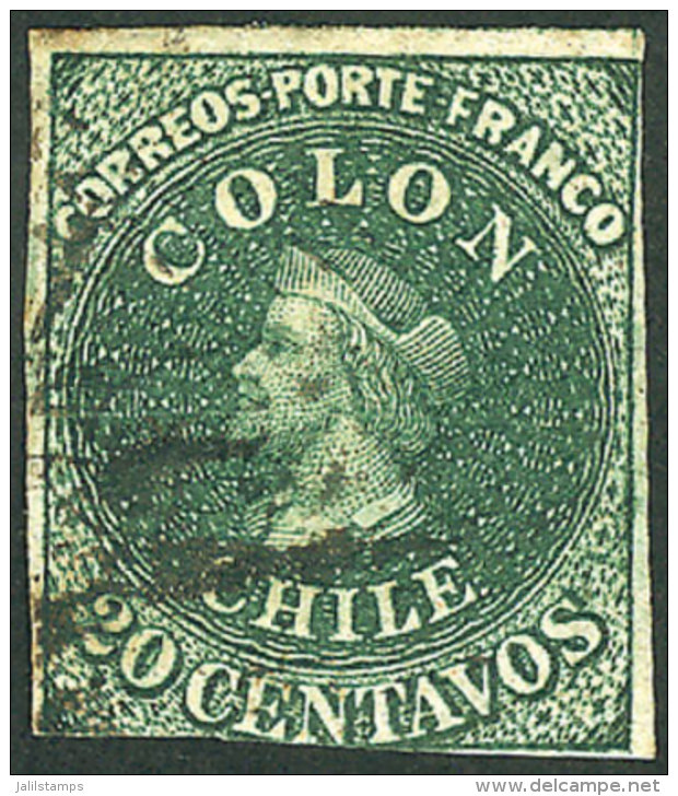 Yvert 10a, 20c. Dark Green, 3 Margins, Good Example, Catalog Value Euros 90. - Chili