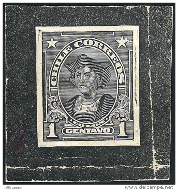 Circa 1915, Die Proof Of The Stamp 1c. Columbus (groundwork Of Horizontal Lines), Very Fine Quality, Extremely... - Chili