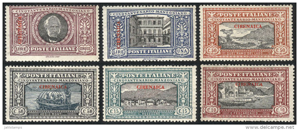 Sc.11/16, 1924 Manzoni, Complete Set Of 6 Values, Very Fine Quality, Catalog Value US$595. - Cirenaica