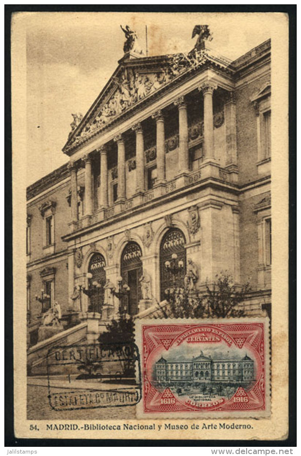 MADRID: National Library And Museum Of Modern Art, Maximum Card Of 1/DE/1916, VF Quality - Maximum Kaarten