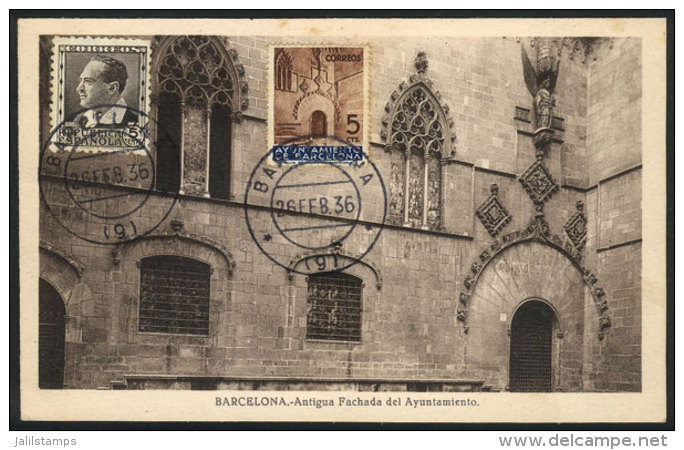 Maximum Card Of FE/1936: Barcelona, Old Facade Of The City Council, VF Quality - Maximum Kaarten