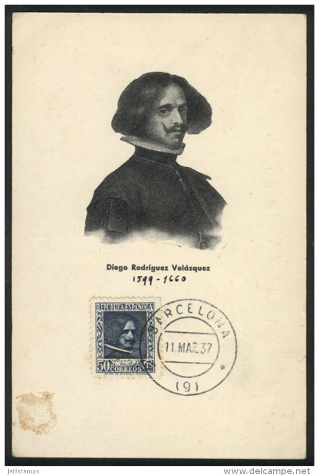 Maximum Card Of MAR/1937: Diego Velazquez, Painter, With Small Defect - Maximum Kaarten