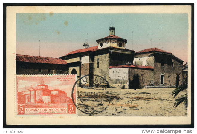 HUELVA: La R&aacute;bida Monastery, Maximum Card Of OC/1939, With Stain Spots - Maximum Kaarten