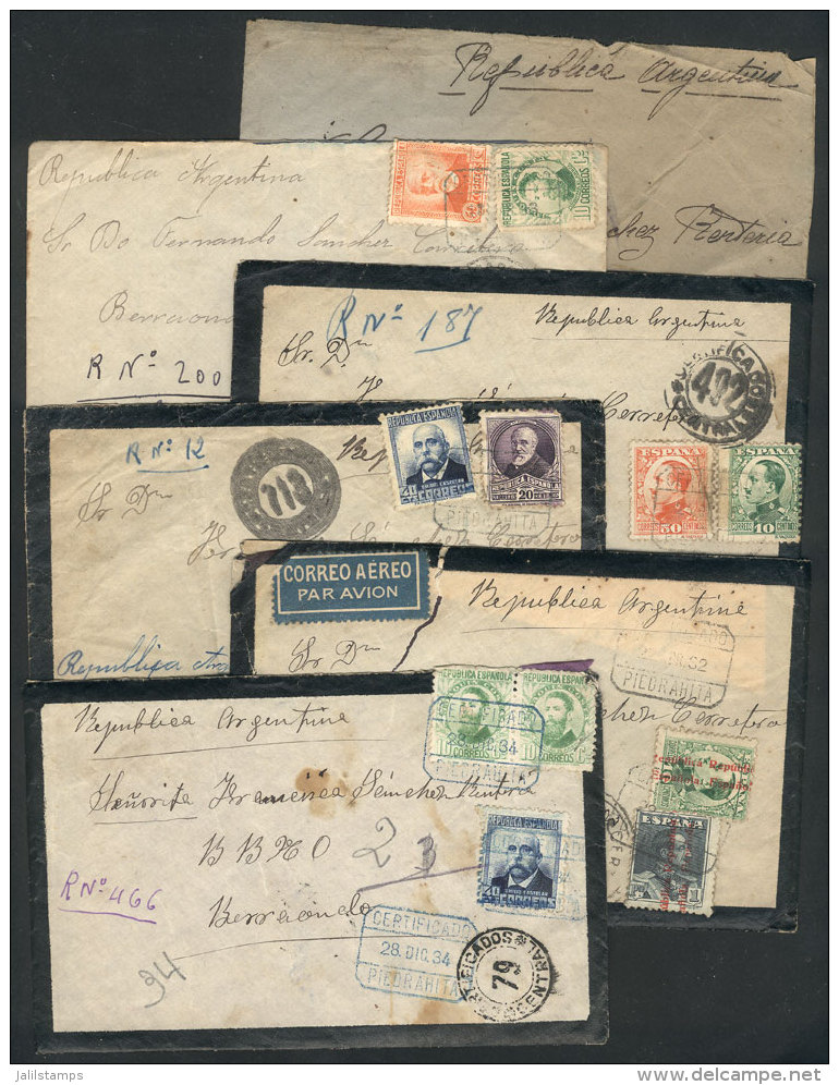 6 Covers Sent From PIEDRAHITA To Argentina Between 1932 And 1940, Some Registered, 2 With Their Original Letters,... - Andere & Zonder Classificatie