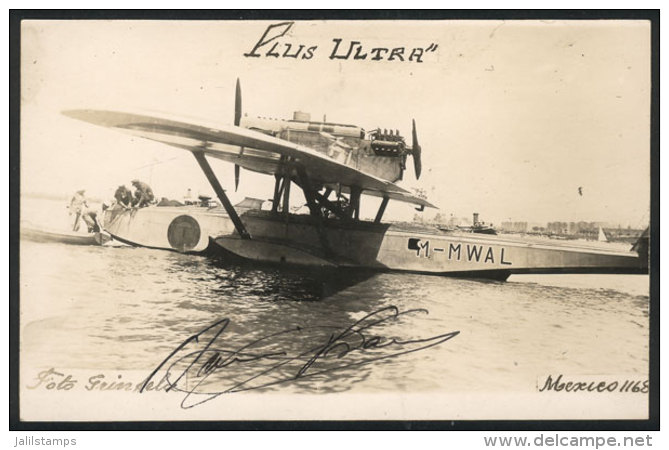 PLUS ULTRA Seaplane Landing In The Port Of Buenos Aires, Signed By Commander Franco, Excellent Quality! - Andere & Zonder Classificatie