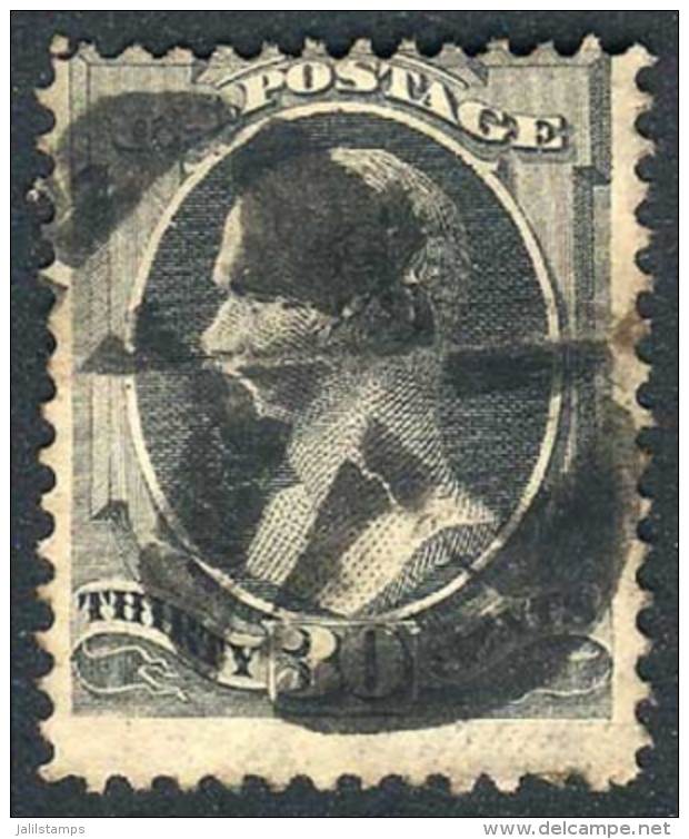 Sc.165, 1873 30c. Black Gray, Used With Interesting Mute Cancel, Good Example! - Other & Unclassified