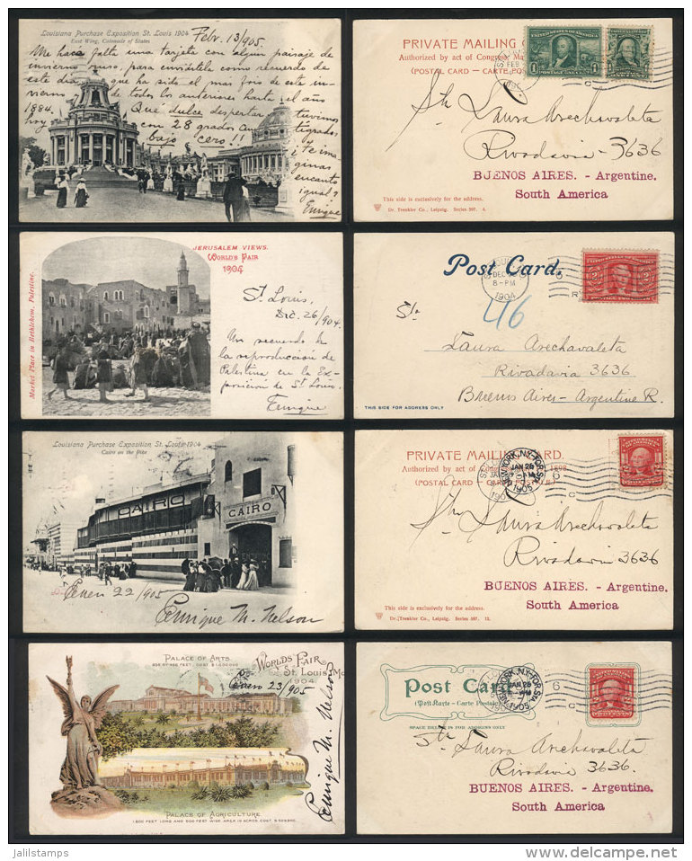 13 Beautiful Postcards With Views Of The LOUISIANA EXHIBITION Sent To Argentina Between DE/1904 And MAR/1905, Nice... - Andere & Zonder Classificatie