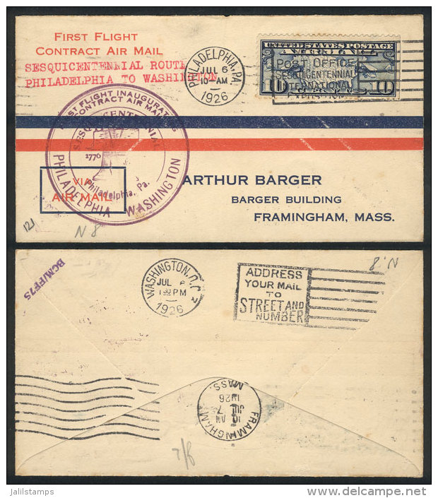 6/JUL/1926 First Flight Philadelphia - Washington, VF! - Other & Unclassified