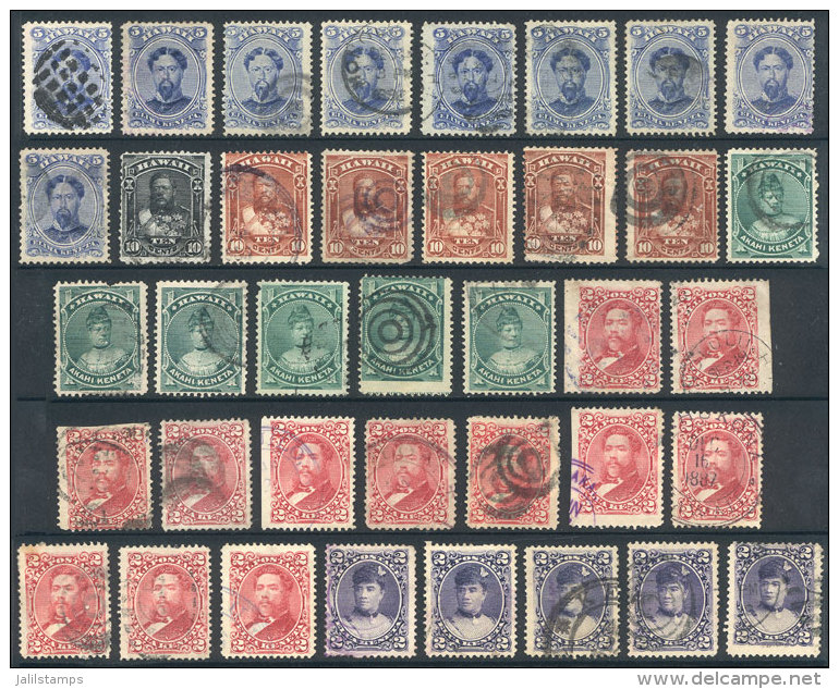 Lot Of Old Used Stamps, With Some Interesting And Rare Cancels, Many Examples Of Fine To VF Quality, Others With... - Hawaii