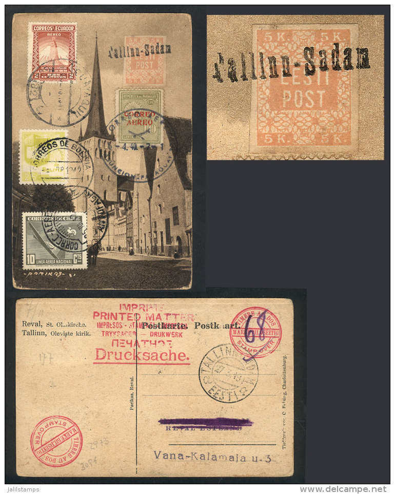 Postcard Franked With 5k., With Straightline Cancel "TALLINN - SADAM", Used On 27/MAR/1919, Also With Stamps Of... - Estland