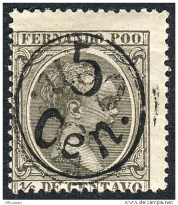 Yv.28, With DOUBLE SURCHARGE Variety, One Inverted, VF! - Fernando Po