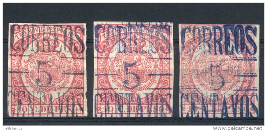 Yv.35 (Sc.39), 3 Unused Examples, One With Double Surcharge, VF! - Fernando Po